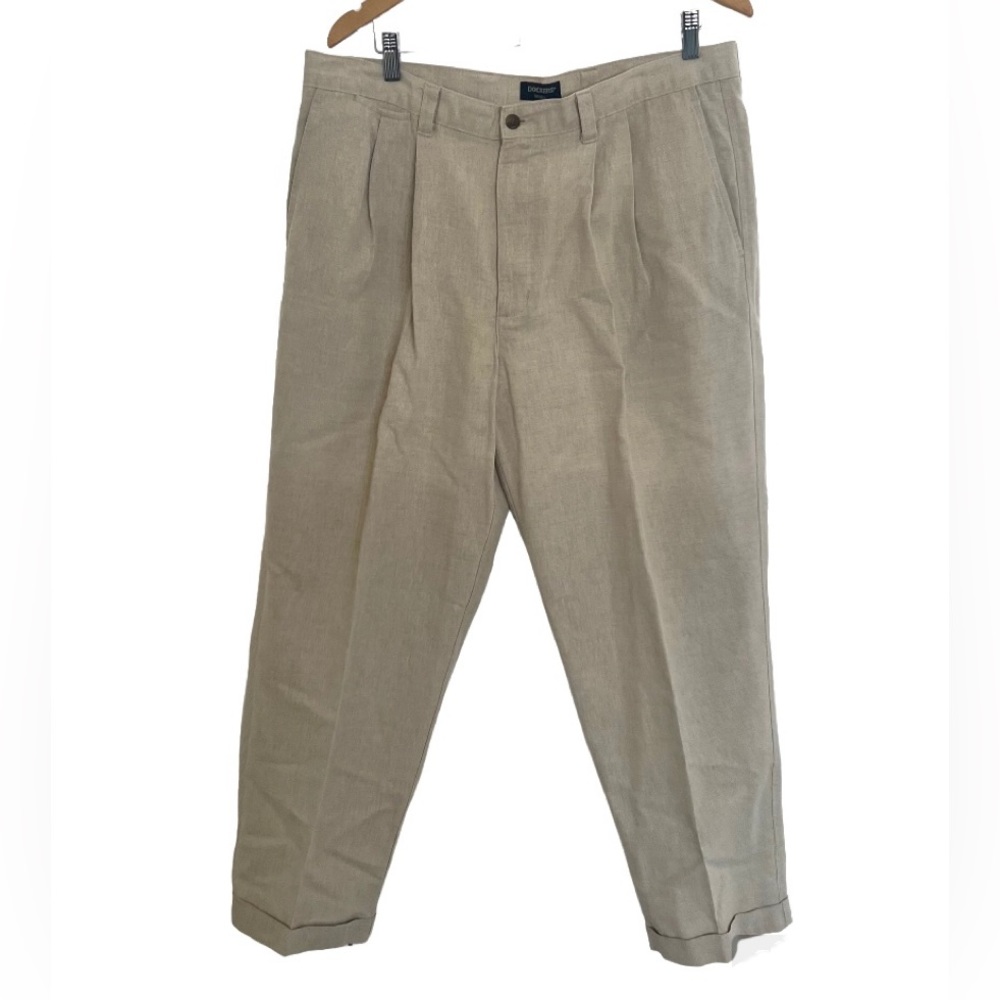 Dockers Khakis Mens Linen Blend Pleated Relaxed Fit